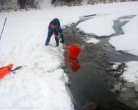 В Рязани восстановили полынью для зимовки уток на Рюминском пруду