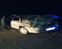 В Рязанской области в Спасском районе опрокинулась легковушка «Рено Логан»