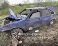 В Тамбовской области «99-ка» с разными покрышками улетела в кювет