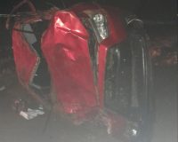 В Рязанской области иномарка съехала в кювет и перевернулась