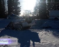 В Ивановской области машина перевернулась на крышу в кювете