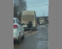 В Щекино Тульской области школьник катается на бамперах маршруток