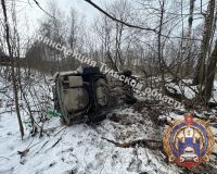 В Тульской области пьяный водитель улетел в кювет и перевернулся
