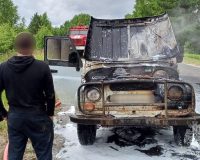 УАЗ вспыхнул из-за неисправной электропроводки в Верхнеландеховском районе