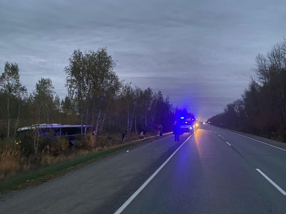 рейсовый автобус улетел в кювет