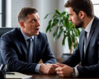 Начальник распекает подчиненного, который удивленно на него смотрит