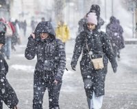 зима, люди, снег