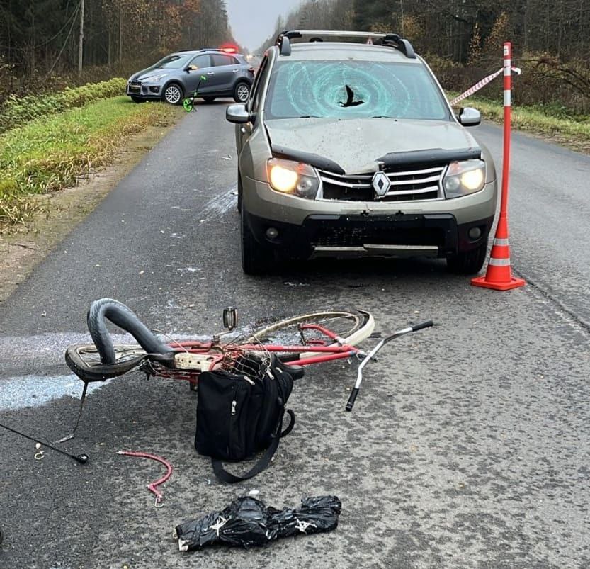 В Чудовском округе легковой автомобиль сбил велосипедиста: мужчина умер