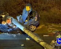 столб упал на машину