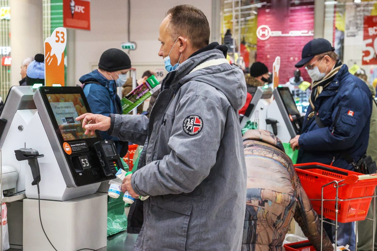 магазин, касса самообслуживания