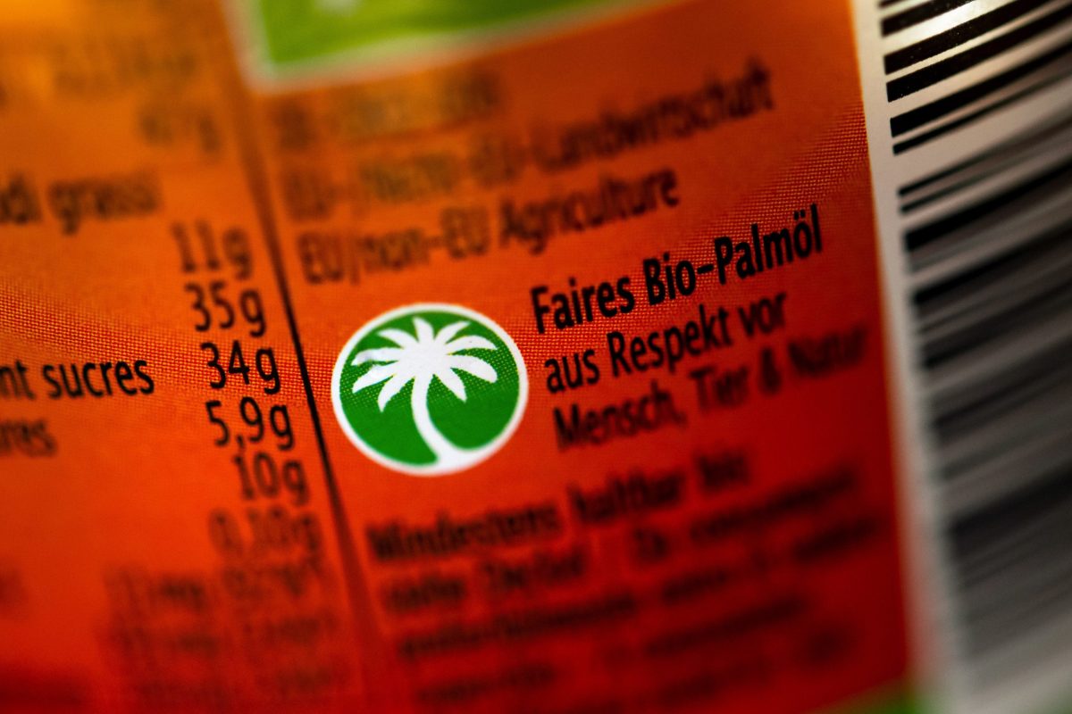 этикетака, пальмовое масло