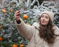 Елка, девушка, селфи