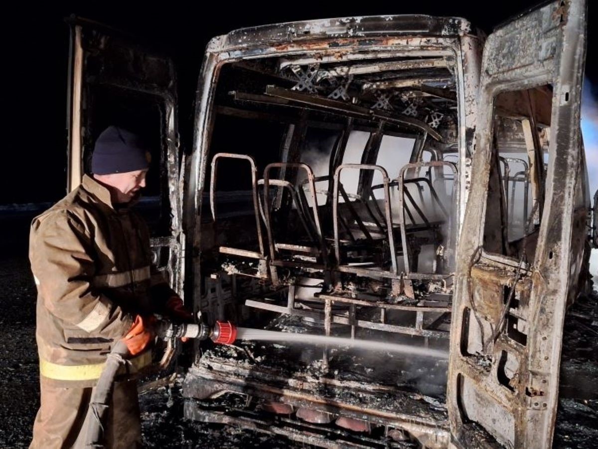 сгорел автобус