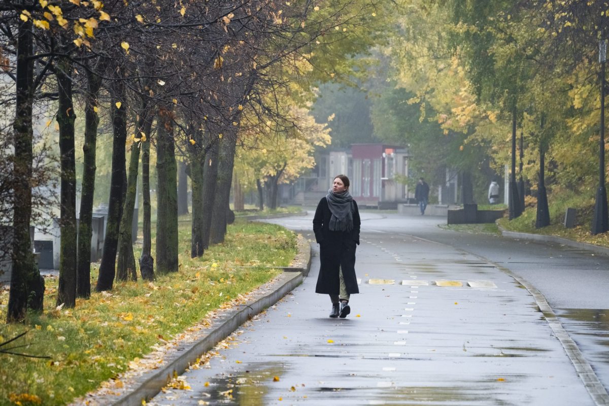 Девушка гуляет по дороге