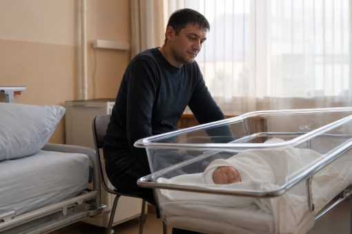 Мужчина и новорожденный ребенок